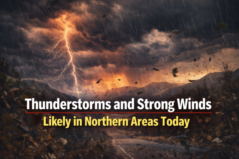 Thunderstorms and Strong Winds Likely in Northern Areas Today